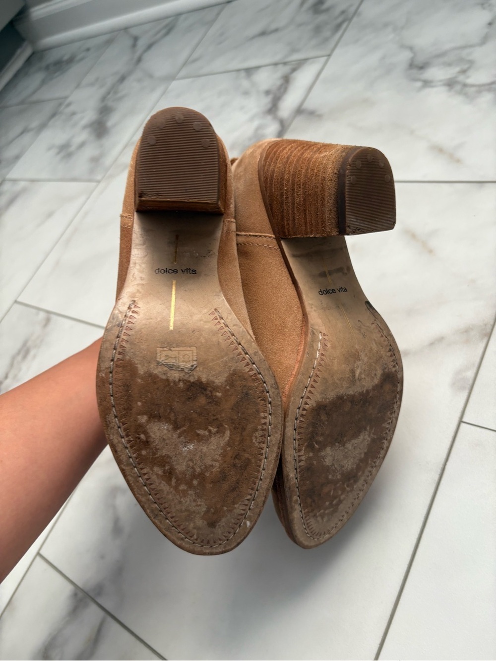 Dolce Vita Suede Tan Ankle Booties - Picture 6 of 7